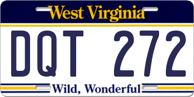 WV license plate DQT272
