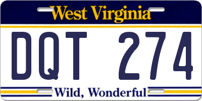 WV license plate DQT274