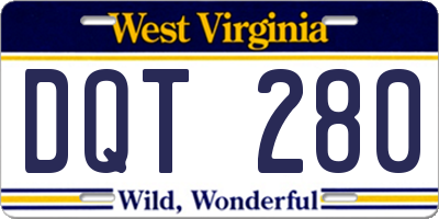 WV license plate DQT280