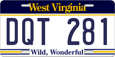 WV license plate DQT281
