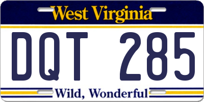 WV license plate DQT285