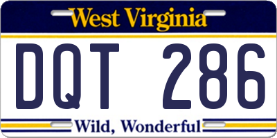 WV license plate DQT286