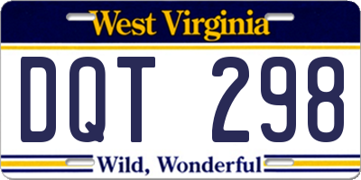 WV license plate DQT298