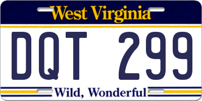 WV license plate DQT299