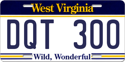 WV license plate DQT300