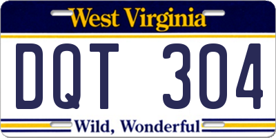 WV license plate DQT304