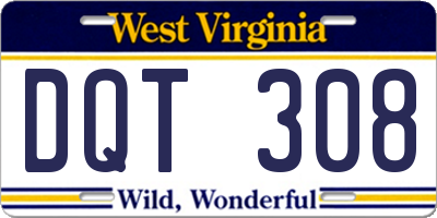 WV license plate DQT308
