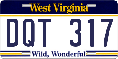 WV license plate DQT317
