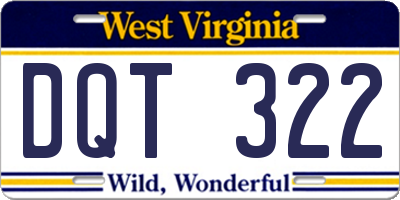 WV license plate DQT322