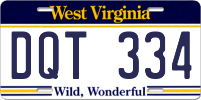 WV license plate DQT334
