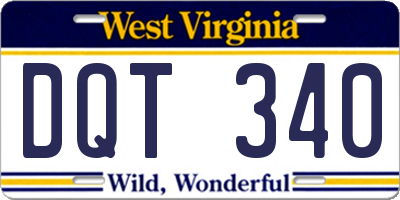 WV license plate DQT340