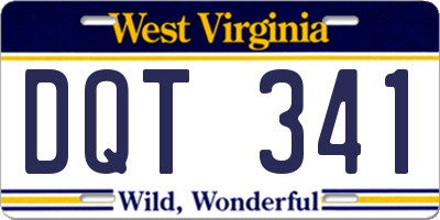 WV license plate DQT341