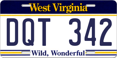 WV license plate DQT342