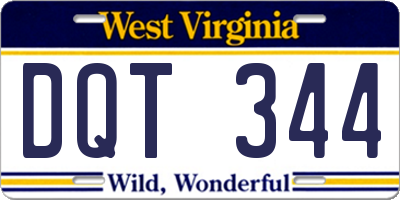 WV license plate DQT344