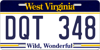 WV license plate DQT348