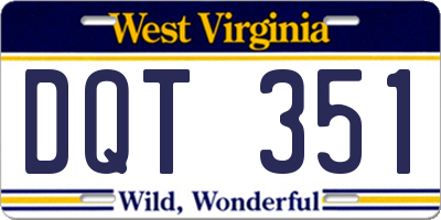 WV license plate DQT351