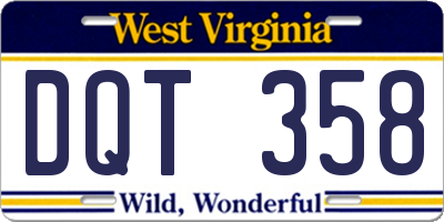 WV license plate DQT358