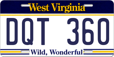 WV license plate DQT360