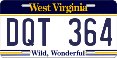 WV license plate DQT364