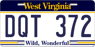 WV license plate DQT372