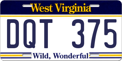 WV license plate DQT375