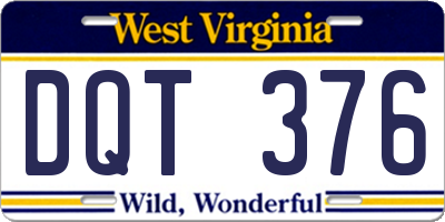 WV license plate DQT376