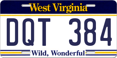 WV license plate DQT384
