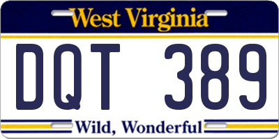 WV license plate DQT389