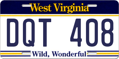 WV license plate DQT408