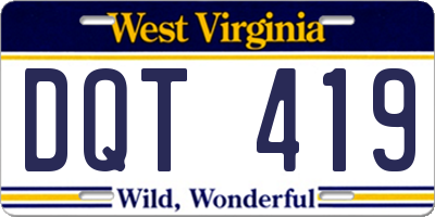 WV license plate DQT419