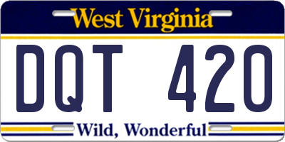 WV license plate DQT420