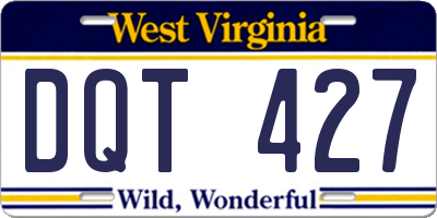 WV license plate DQT427