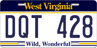 WV license plate DQT428