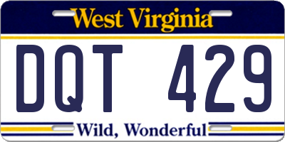 WV license plate DQT429
