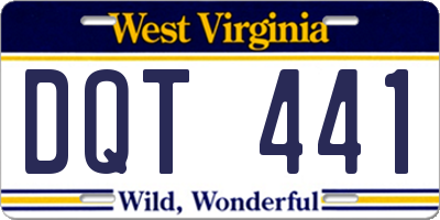 WV license plate DQT441