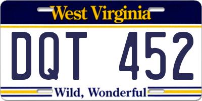 WV license plate DQT452