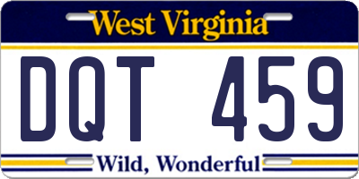 WV license plate DQT459