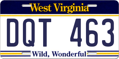 WV license plate DQT463