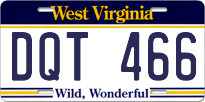 WV license plate DQT466