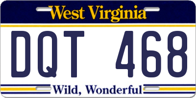 WV license plate DQT468