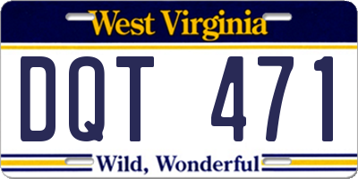 WV license plate DQT471