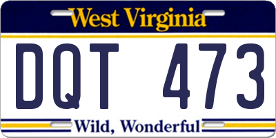 WV license plate DQT473