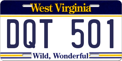 WV license plate DQT501