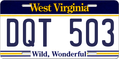 WV license plate DQT503