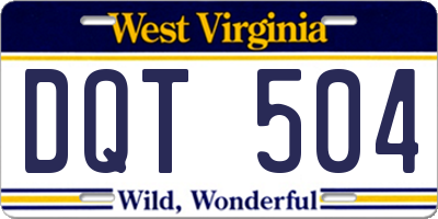 WV license plate DQT504