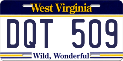 WV license plate DQT509