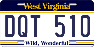 WV license plate DQT510