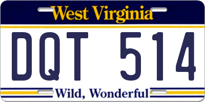 WV license plate DQT514