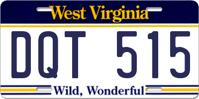 WV license plate DQT515