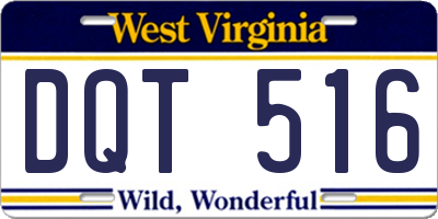 WV license plate DQT516